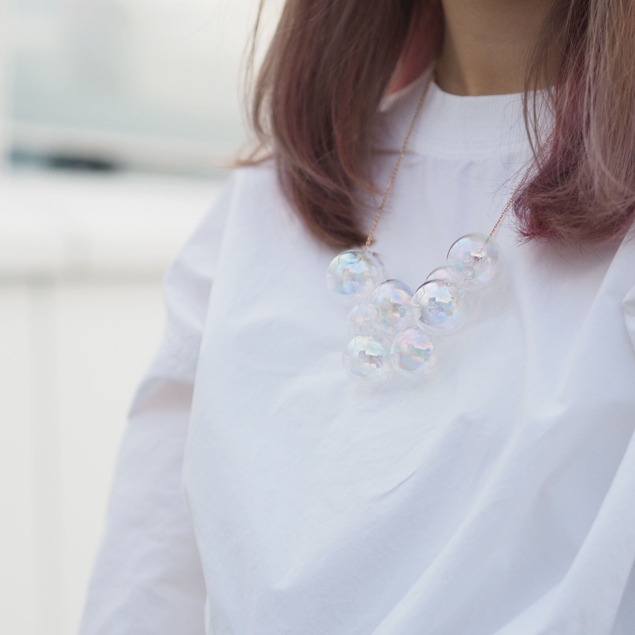 18K Rose Gold Hologram Bubble Bubbles Necklace