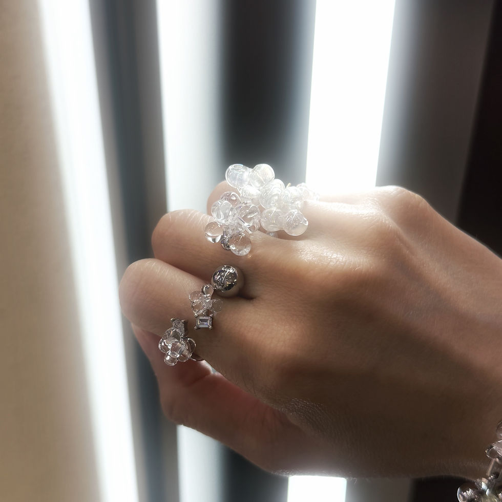 サムネイル： Dewdrops Ring 003 | Transparent Glass / 925 Sterling Sliver