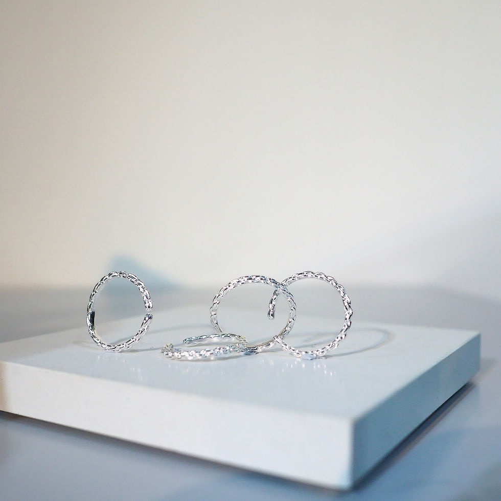 縮圖：925 Sliver Aluminum Foil Textured Ring Model 2