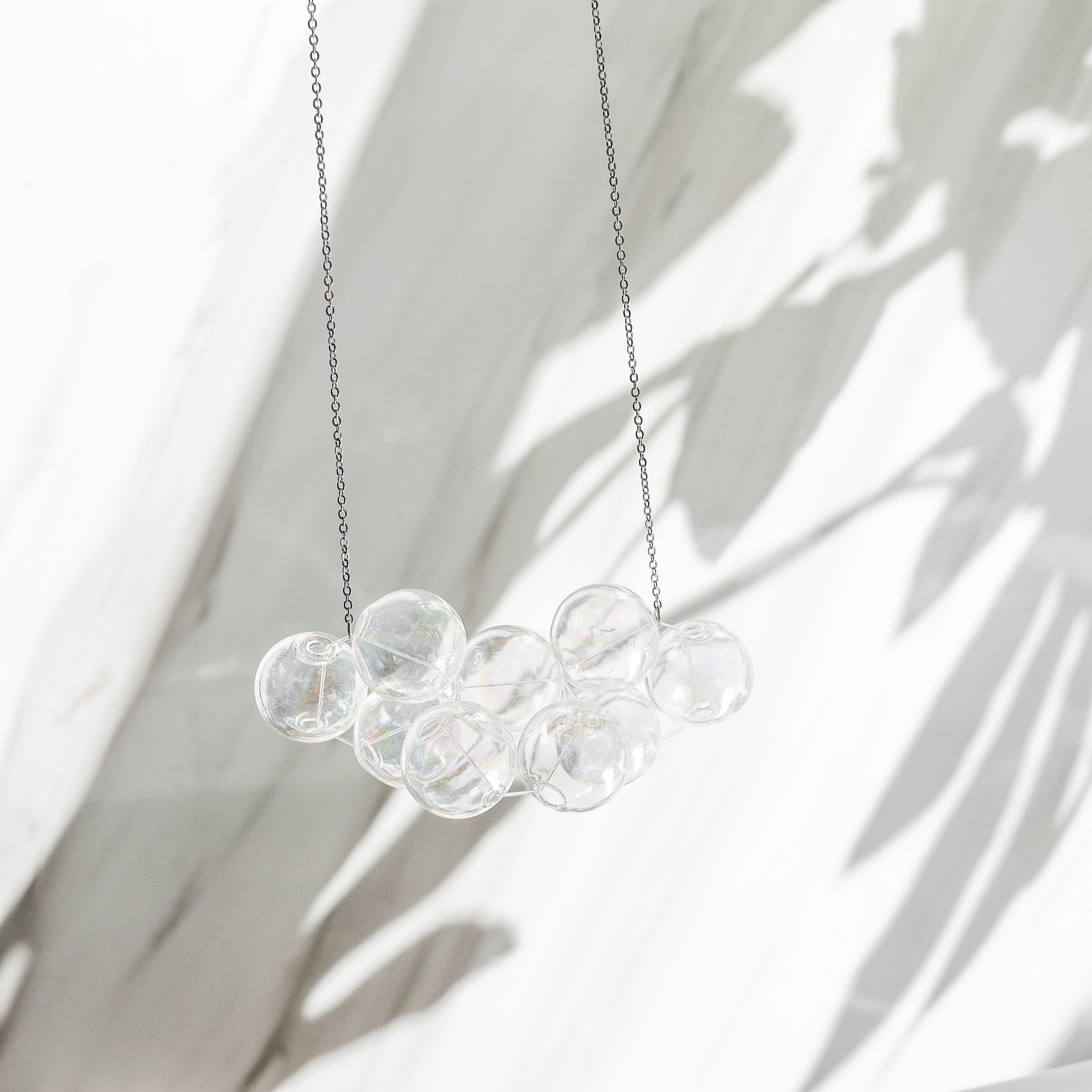 925 Sliver Hologram Bubble Bubbles Necklace