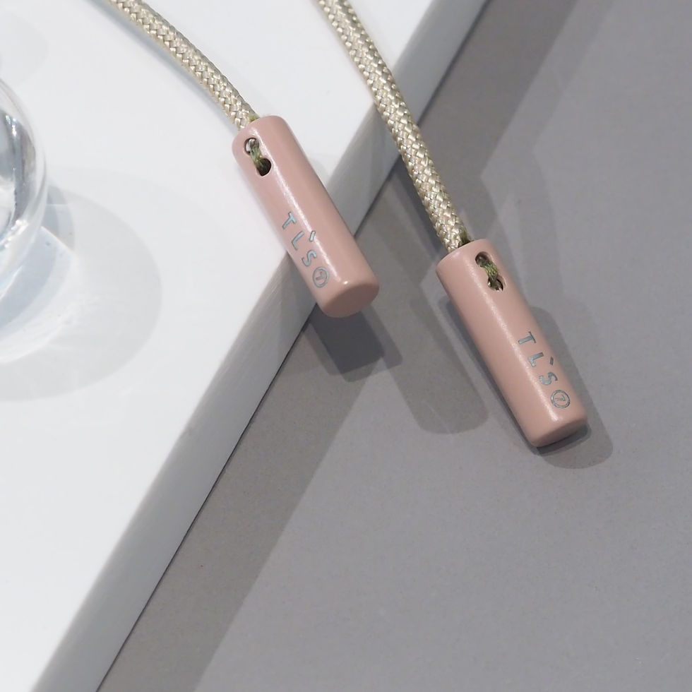 Thumbnail: Ropy Bubbles Necklace | Minimal Dark Green Pink Glass Bright Beige Rope Strap