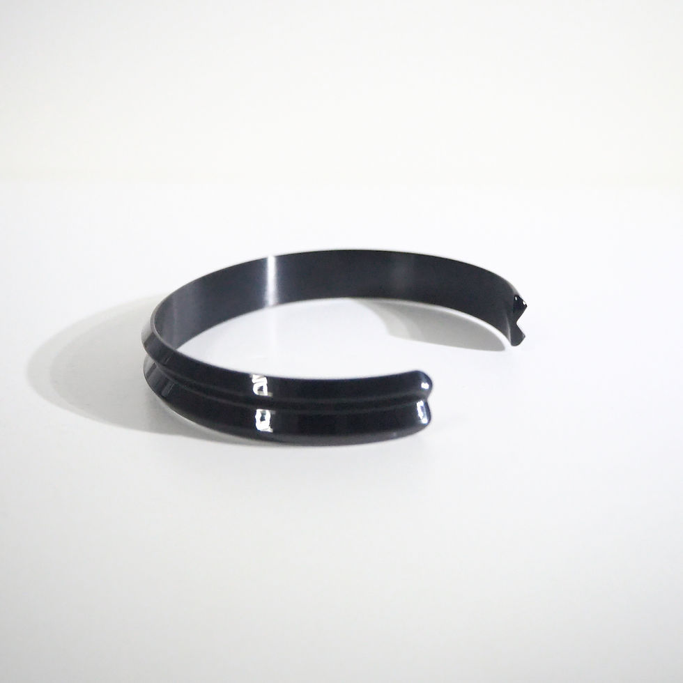 サムネイル： Black 925 Sterling Sliver Personalized Engraving Minimal Bangle