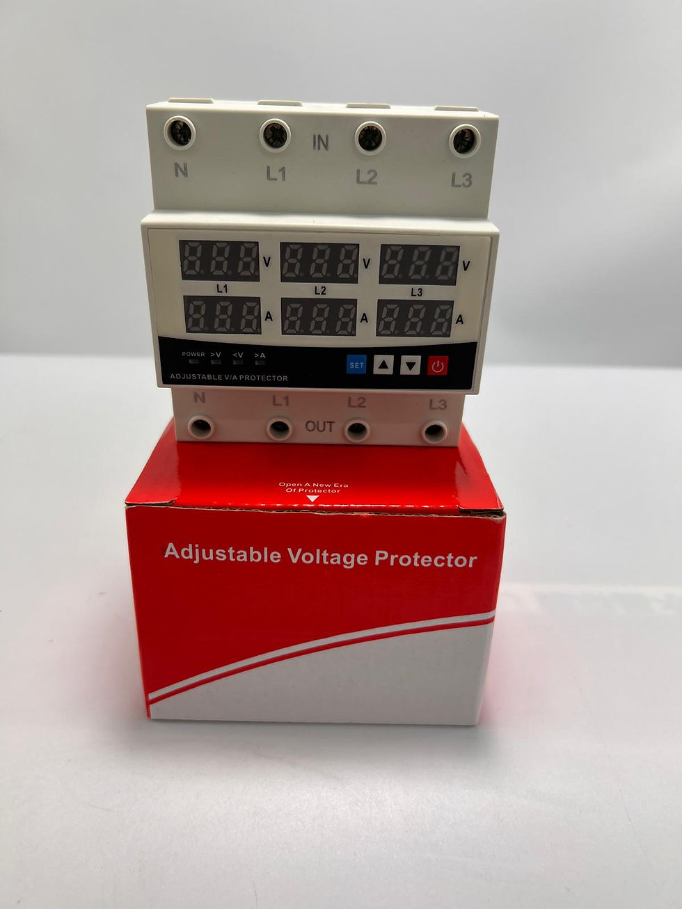 Triple LED Display Adjustable Voltage Protector 63A Din Mount AC230V