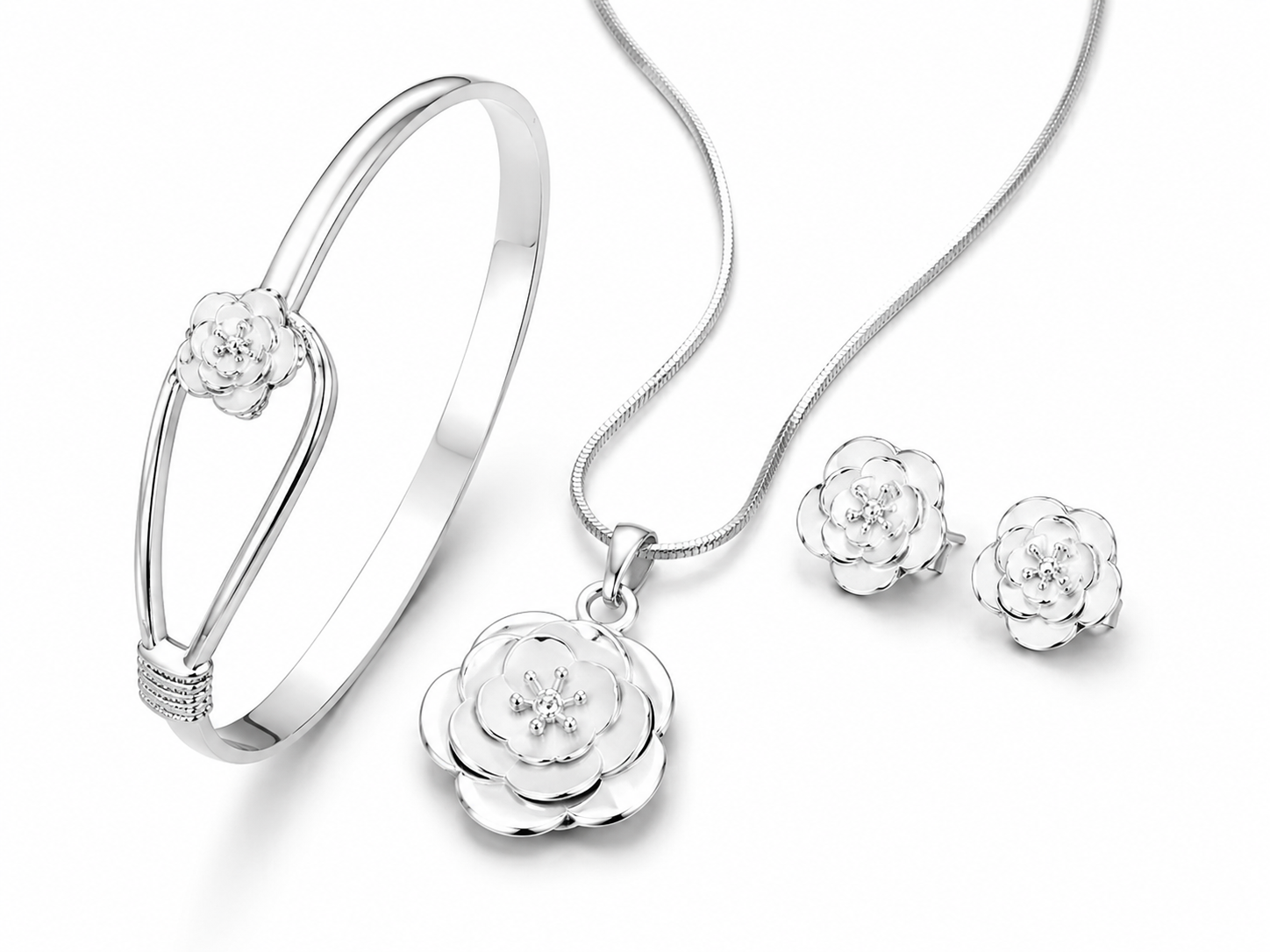 Conjunto Camélia Real em Prata 925
