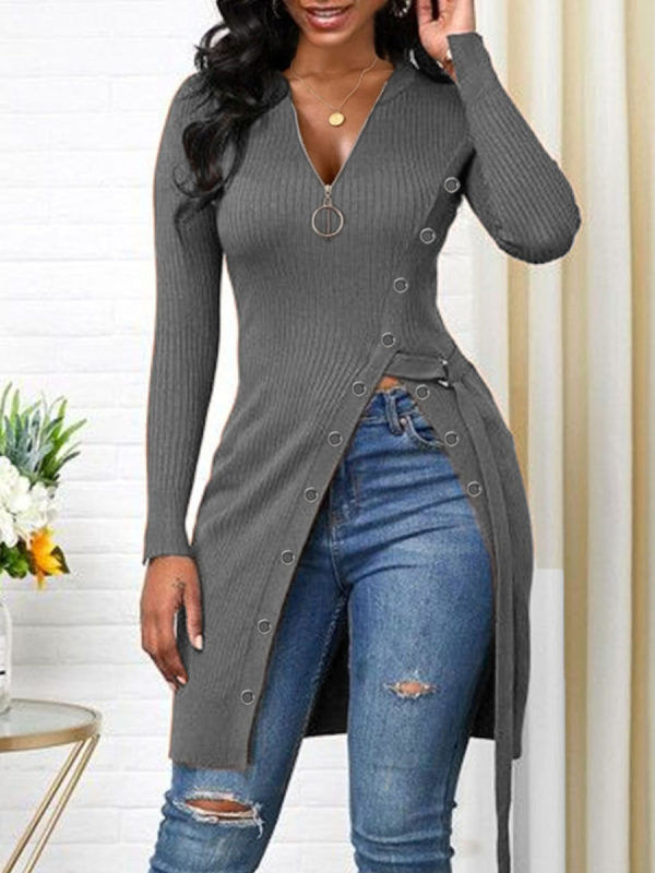Thumbnail: Womens Knit Blouse w Zipper