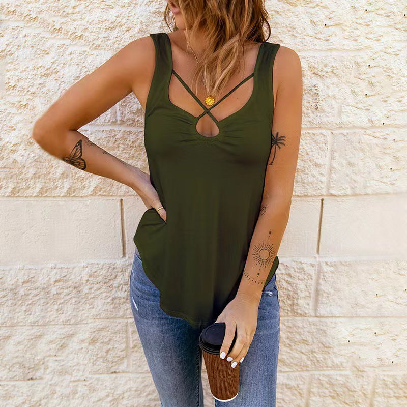 Thumbnail: Womens Cross Strap Camisole Tank Top