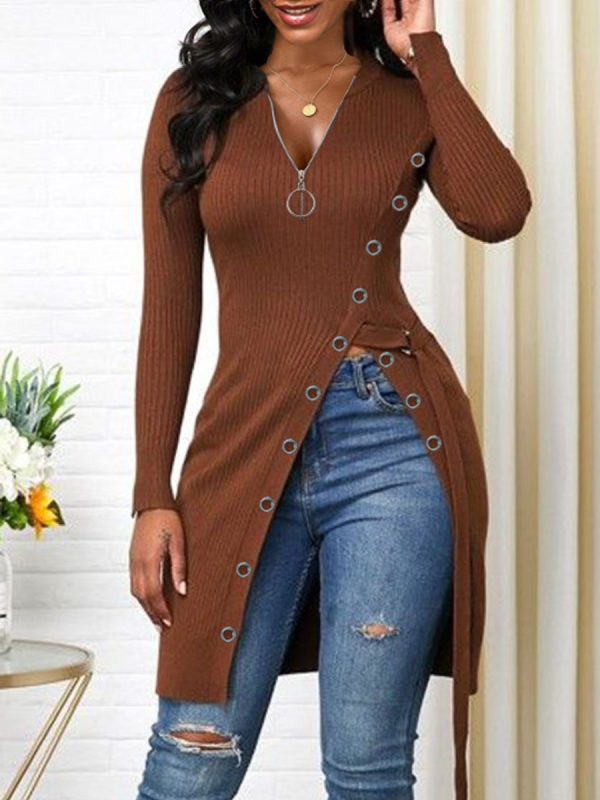 Thumbnail: Womens Knit Blouse w Zipper