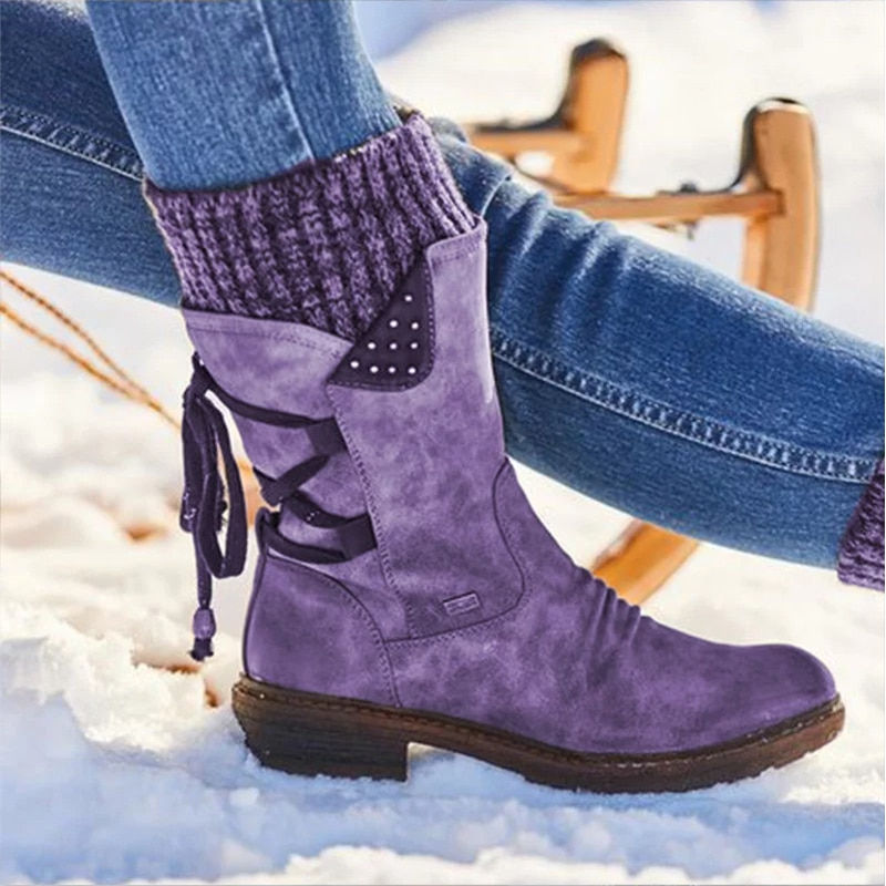 Thumbnail: Ladies Winter Mid-Calf Winter Snow Boots