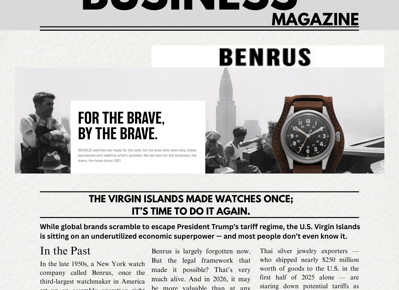 The Virgin Islands Made Watches Once;                                    It’s Time to Do It Again.