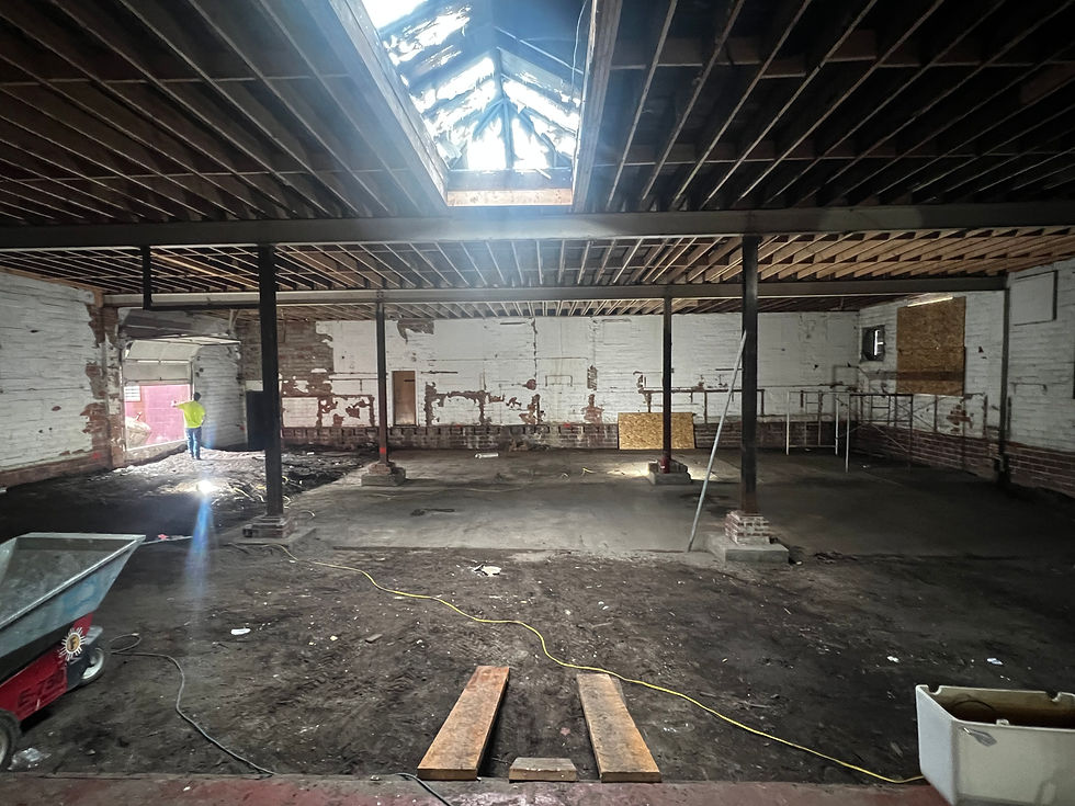 Skylight and dance floor prior to replacement.