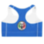 Blue sports bra with Giannetti Martial Arts logo