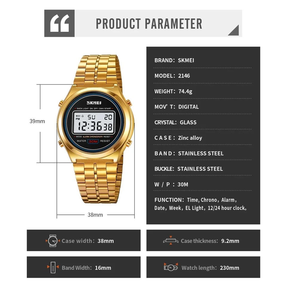 Miniature : Montres mixte SKMEI homme femme affichage numérique moderne style