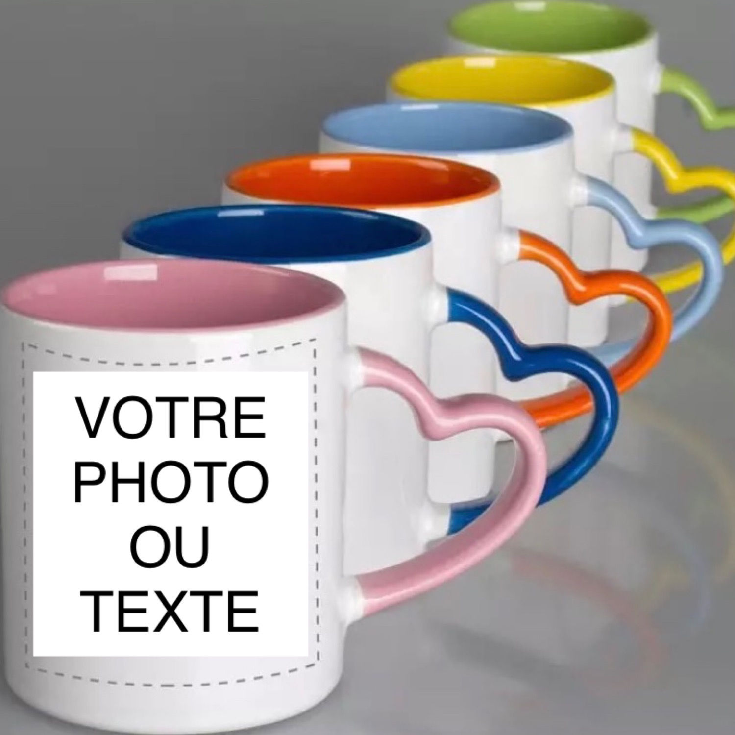 Mug coeur couleur avec photo ou texte