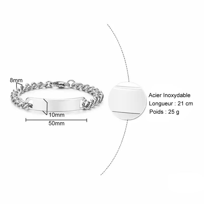 Miniature : Bracelet personnalisé mixte homme femme écriture mzuri 1