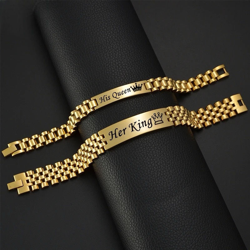 Miniature : Bracelets couples personnalisés homme femme couleur dorée manzaraka 11