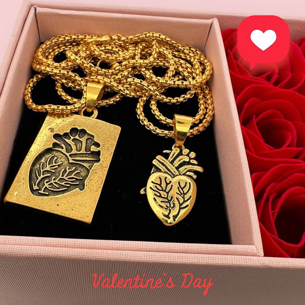Miniature : Colliers COUPLE plaque et coeur avec boîte fleurs rectangle