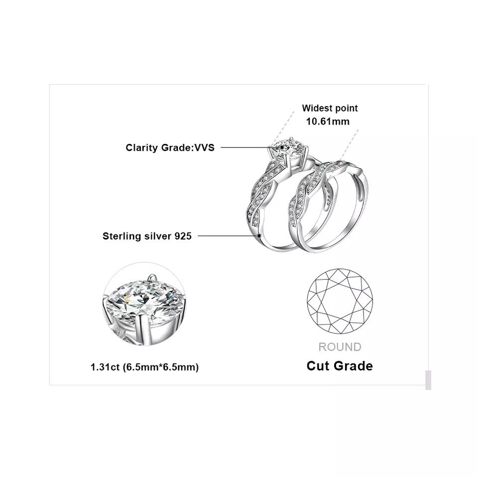 Miniature : Ensemble Bague femme fiançailles mariage non personnalisable