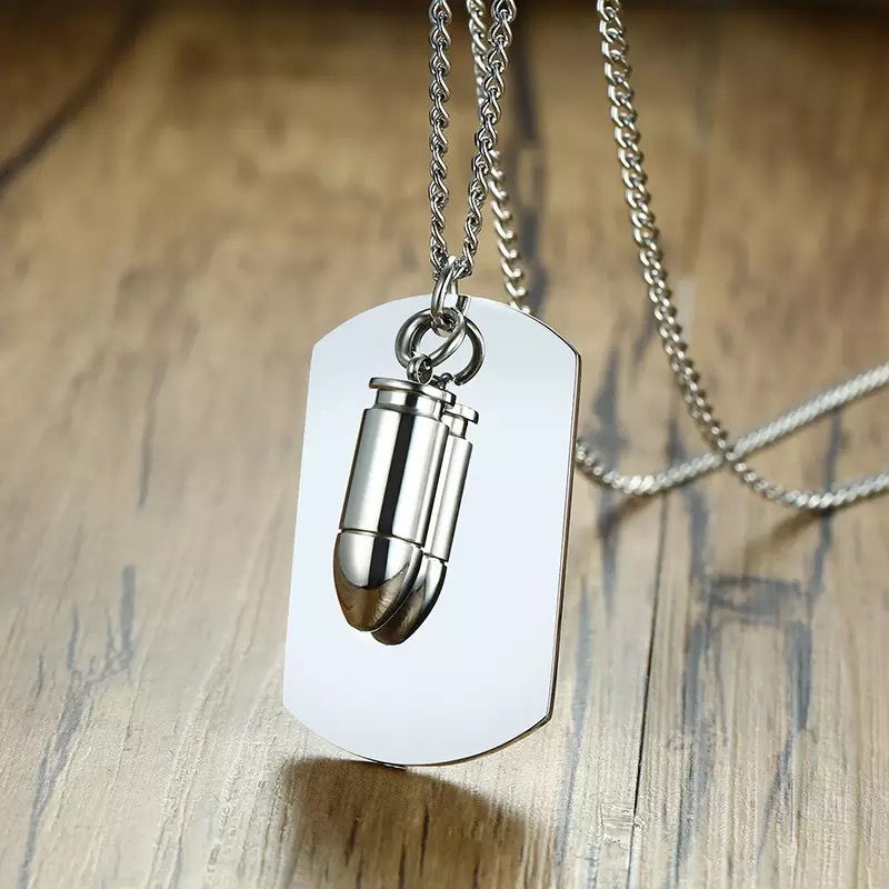 Miniature : Collier personnalisé plaque militaire avec balle mwégné 2