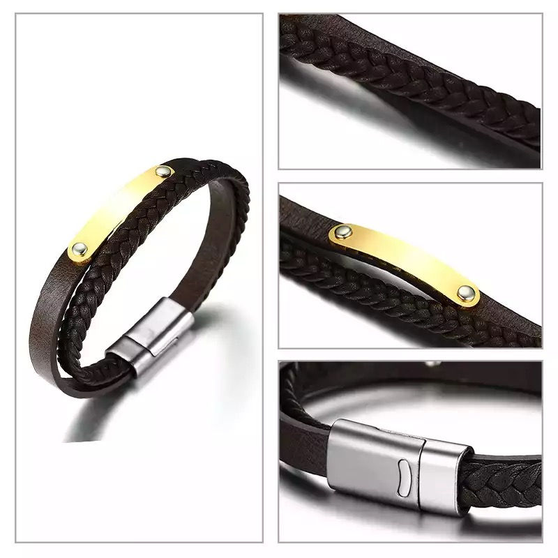 Miniature : Bracelet personnalisé homme poignet style cuir