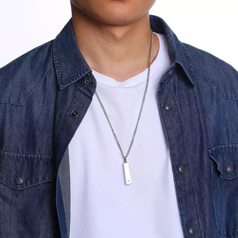 Miniature : Collier personnalisé pendentif rectangulaire shiny rhinostone