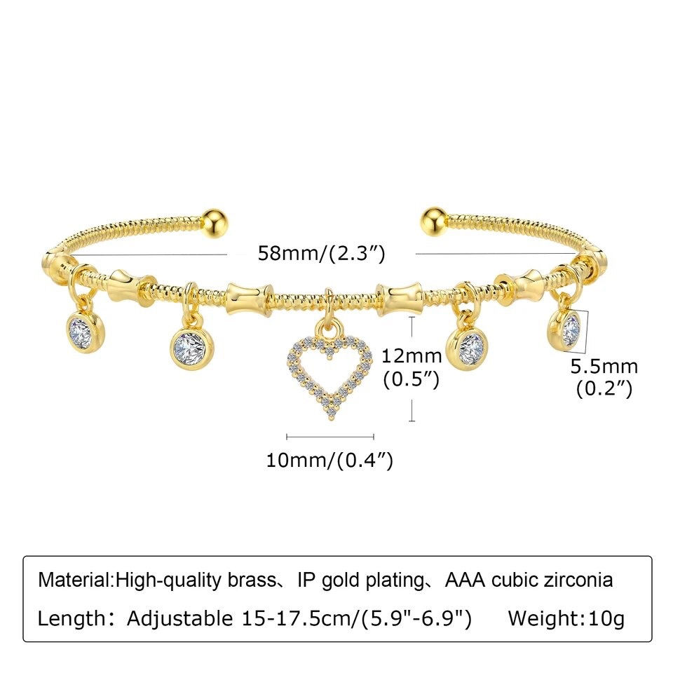 Miniature : Bracelet femme coeur petite pierres en acier tendance