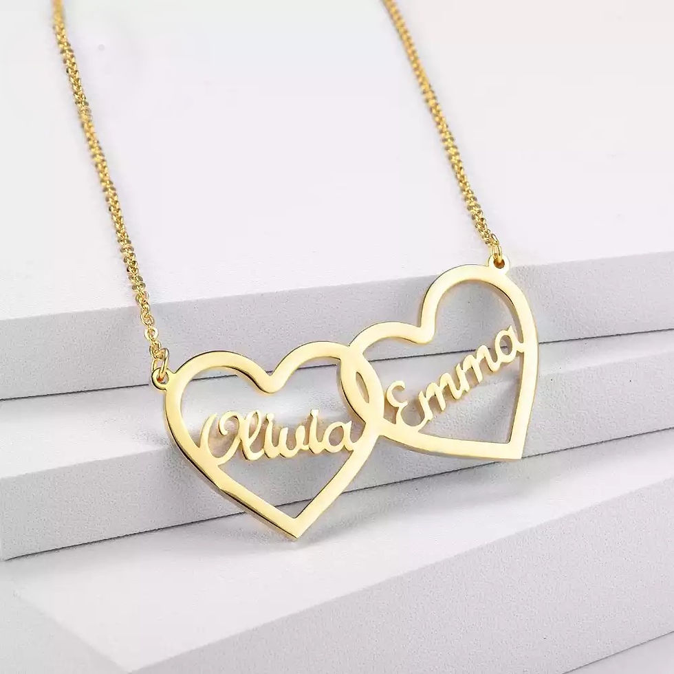 Miniature : Collier deux prénom deux cœurs collé mahaba 9