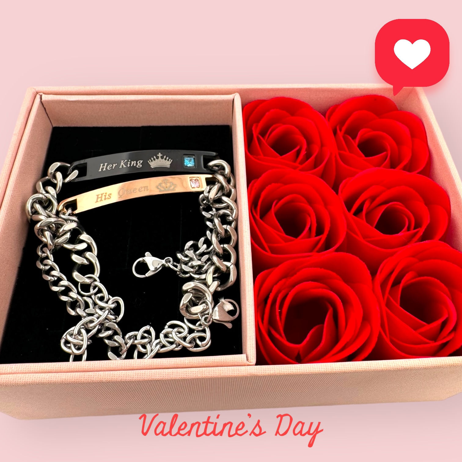 Bracelets HER KING HIS QUEEN avec boîte fleurs zirconia