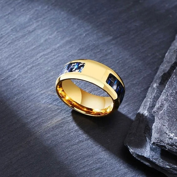 Miniature : Bague homme personnalisée fibre carbone écriture