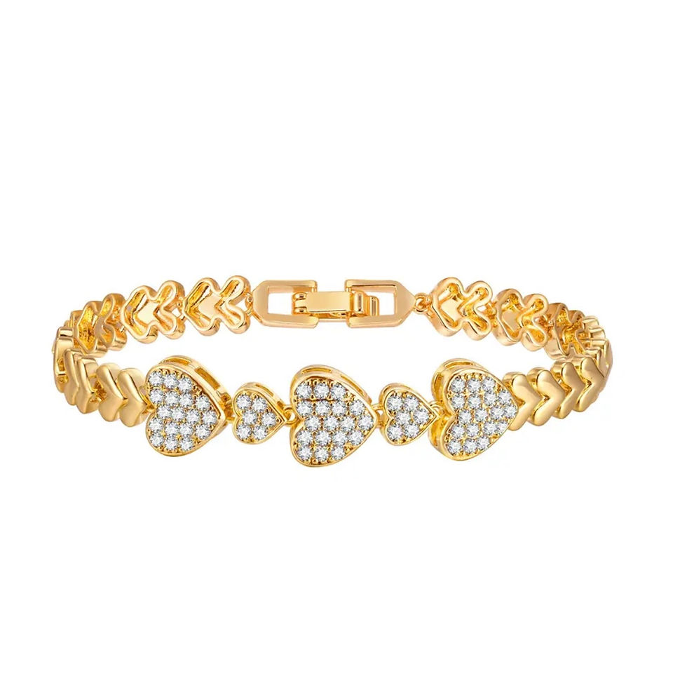 Miniature : Bracelet femme 5 coeurs petite pierres en acier tendanc