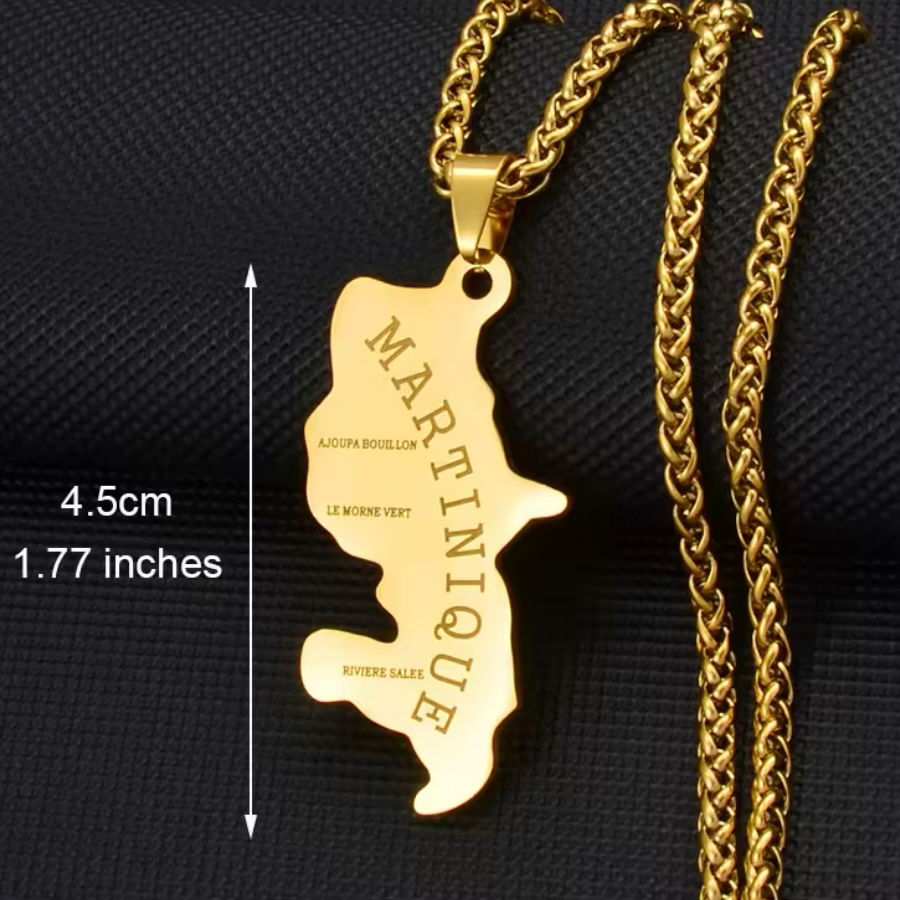 Miniature : Collier pendentif Martinique carte avec ville