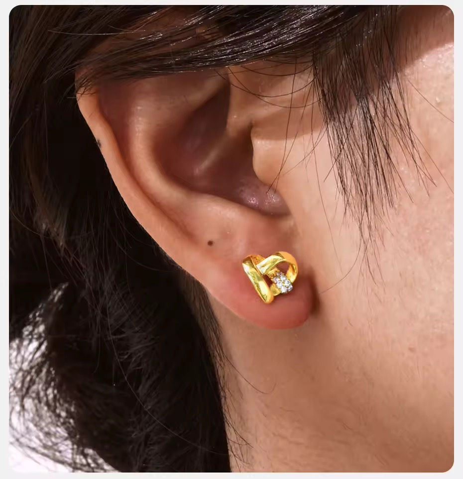 Miniature : Boucles d’Oreilles Cœur en Acier Inoxydable Doré