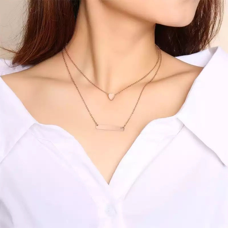 Miniature : Collier personnalisé deux pendentifs suspendu cœur