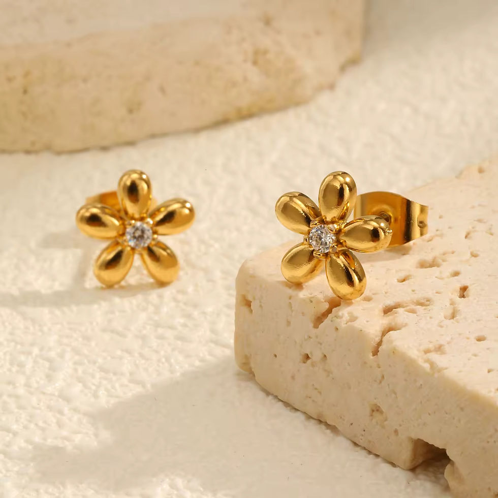 Miniature : Boucles d’oreilles puce en forme de fleur à 5 pétales 