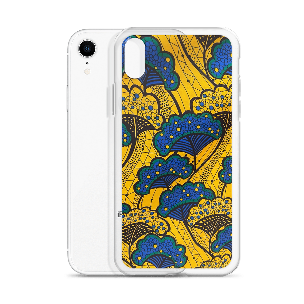 Miniature : Coque transparente iPhone® style tissu salouva wax jaune