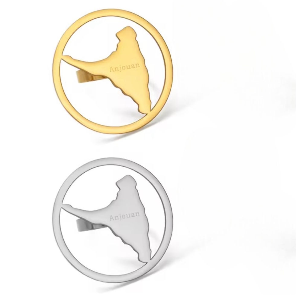 Miniature : Bague avec pendentif carte comores anjouan rond cercle