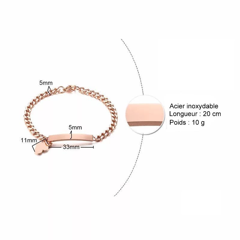 Miniature : Bracelet personnalisé avec petit cœur écriture