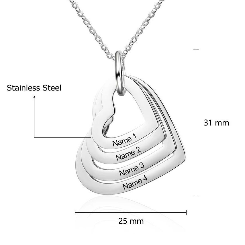 Miniature : Collier avec 1 jusqu'a 6 noms maximum avec pendentif coeur