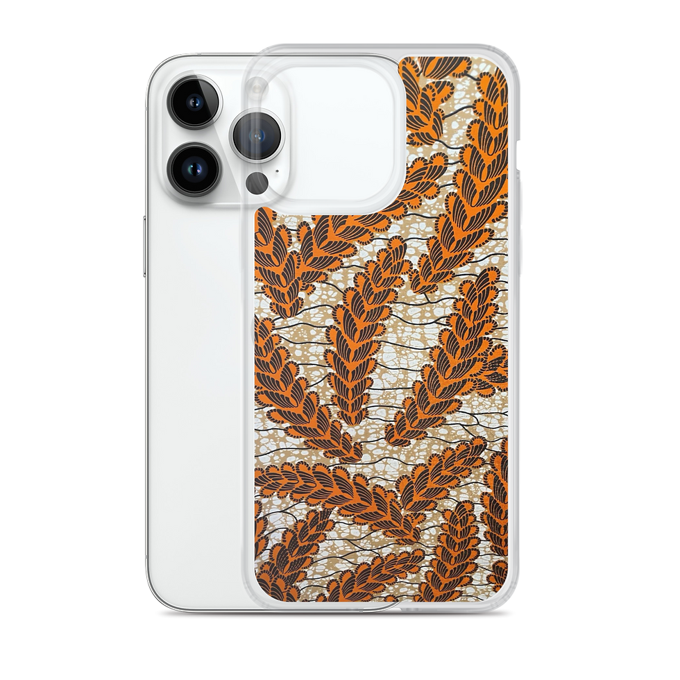 Miniature : Coque transparente iPhone® fleur style tissu orange