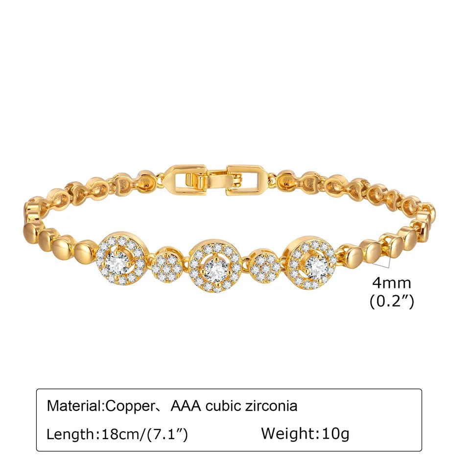 Miniature : Bracelet femme 5 rond petite pierres en acier tendanc