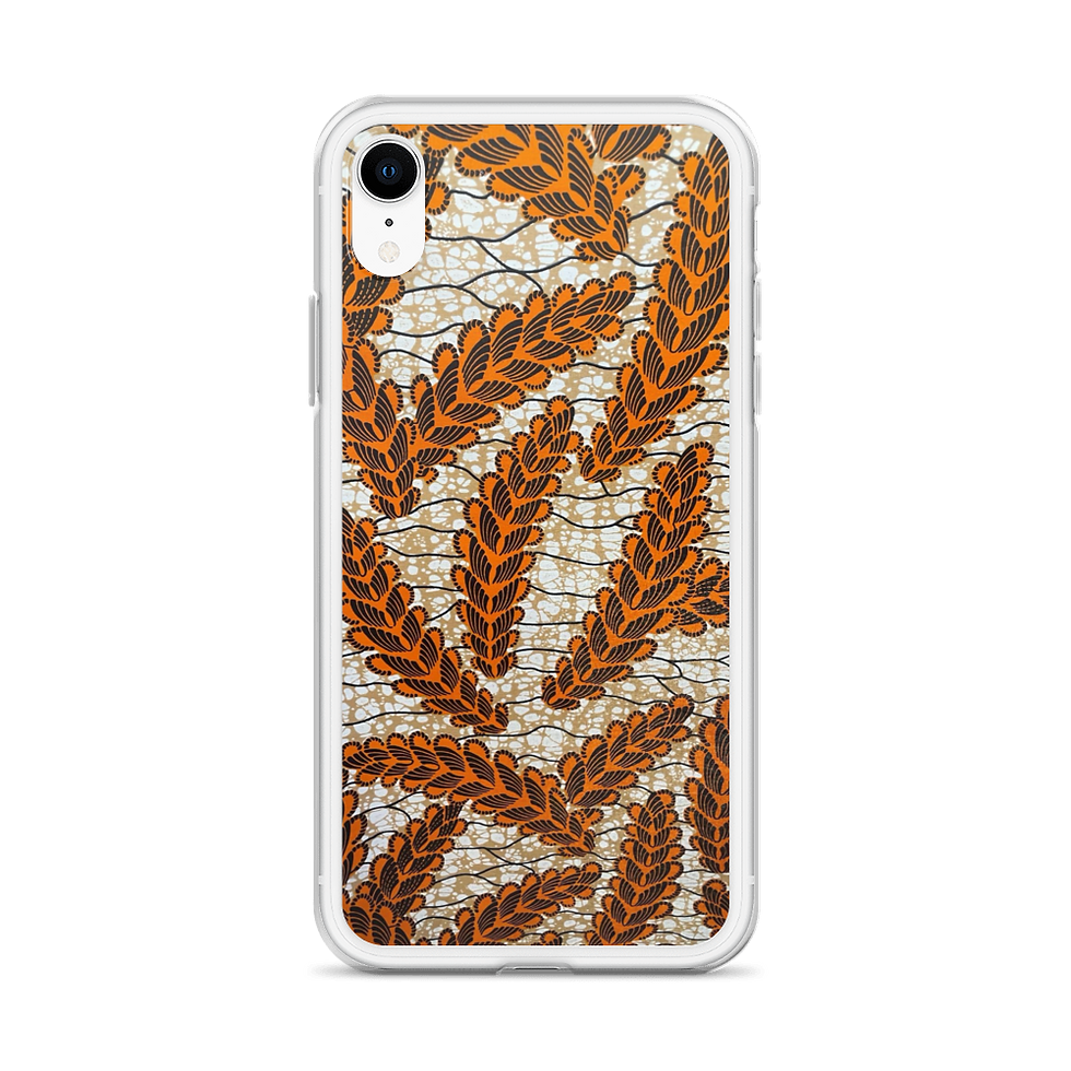 Miniature : Coque transparente iPhone® fleur style tissu orange
