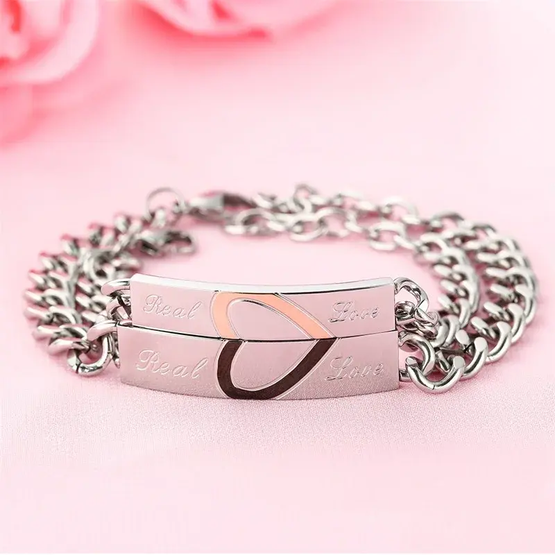 Miniature : Bracelets couples personnalisés forme coeur homme femme amour manzaraka 18