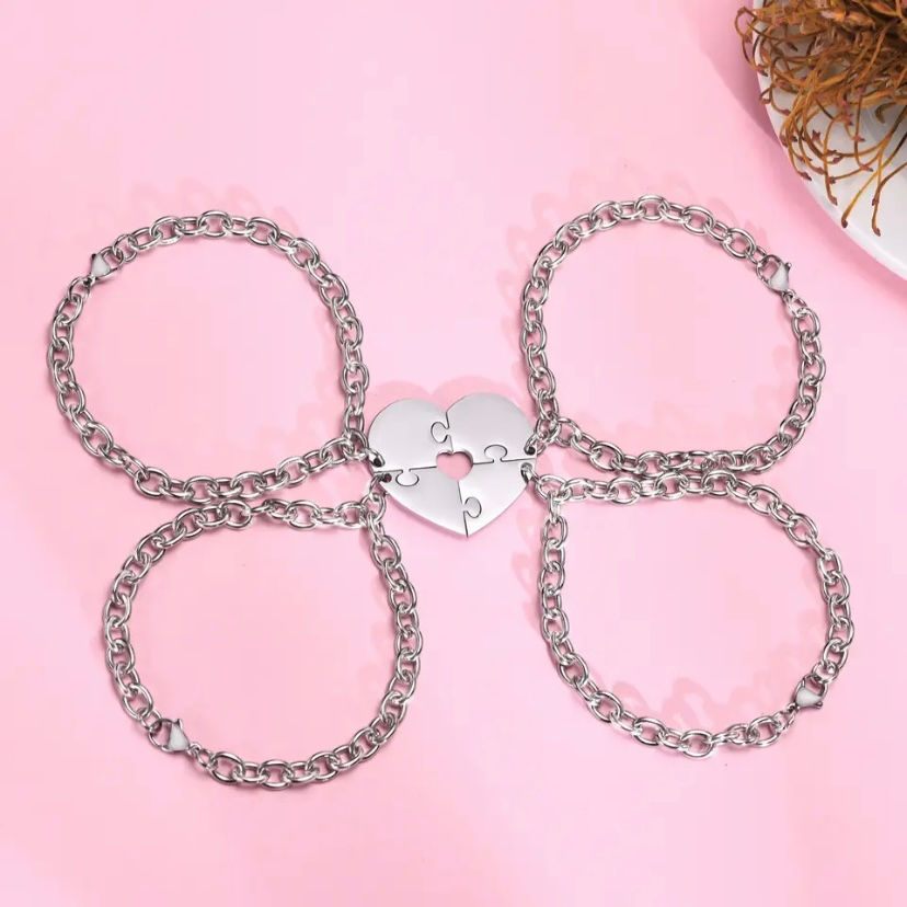 Miniature : Bracelet personnalisé femme coeur triangle séparé 