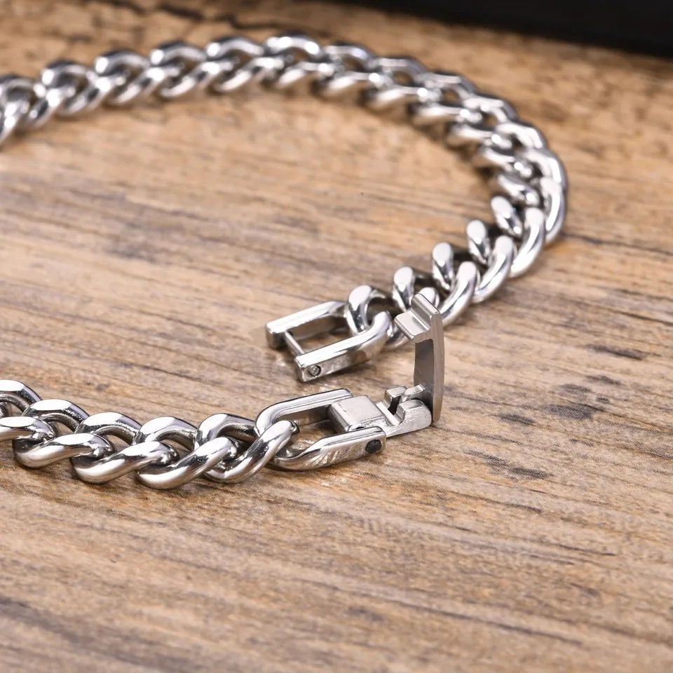 Miniature : Bracelets homme retro cubain en acier tendance décontracté 
