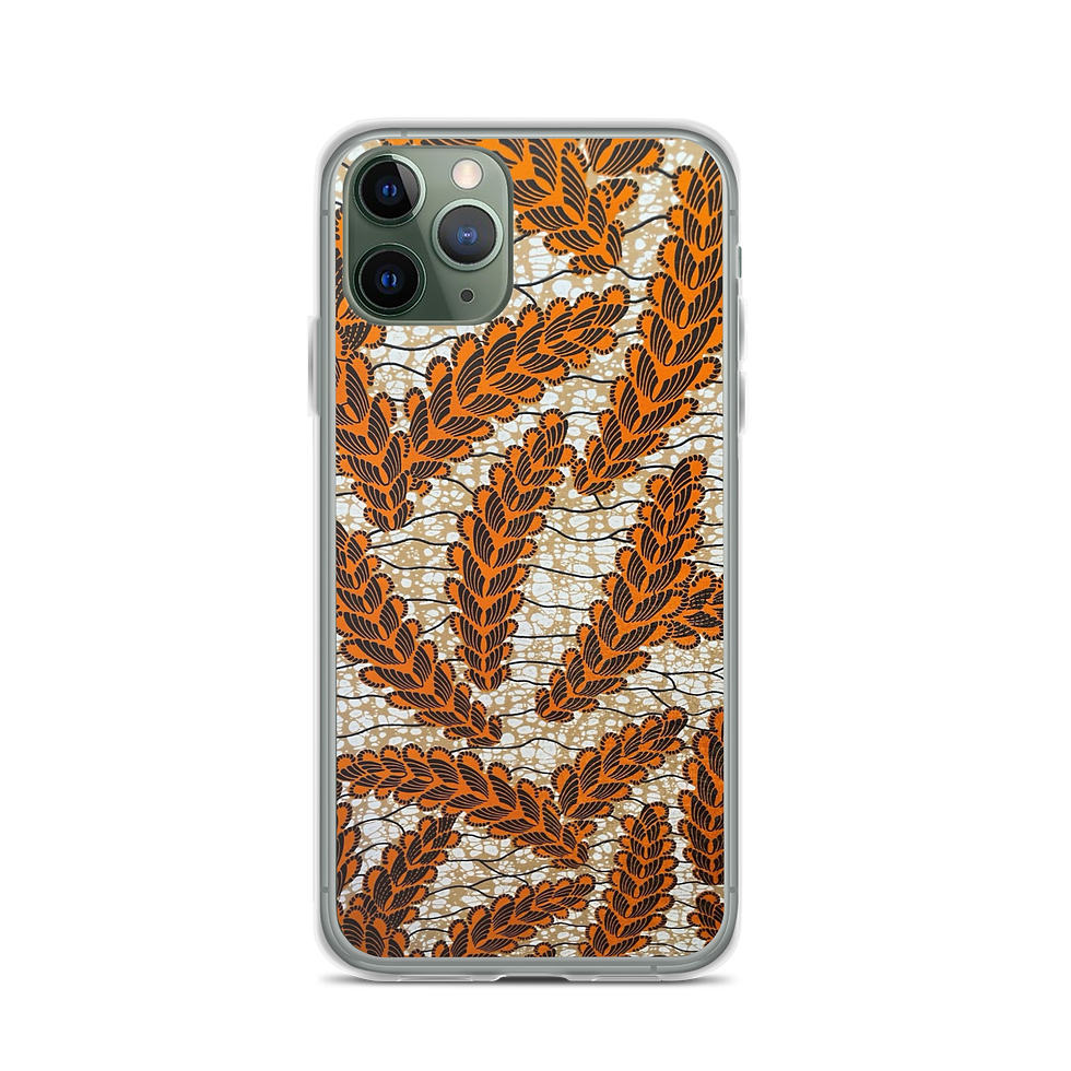 Miniature : Coque transparente iPhone® fleur style tissu orange