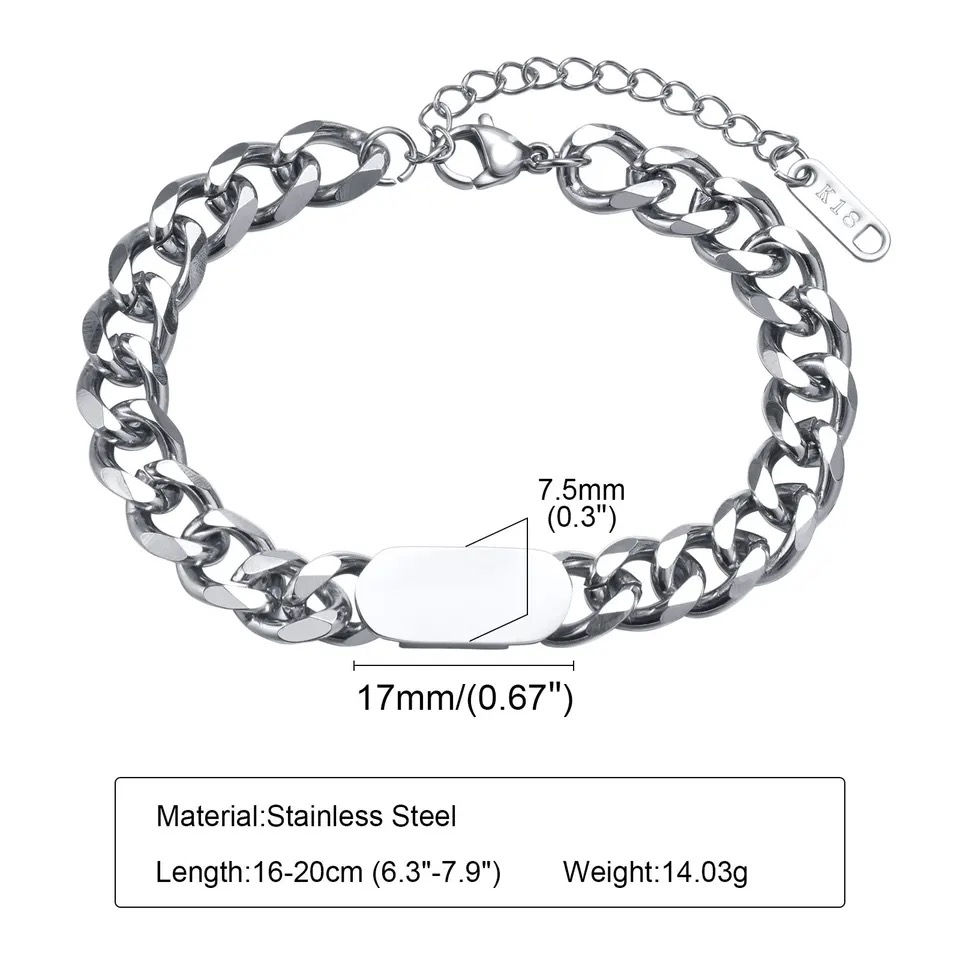 Miniature : Bracelet homme personnalisé cubique avec écriture chaîne acier mzuri 4