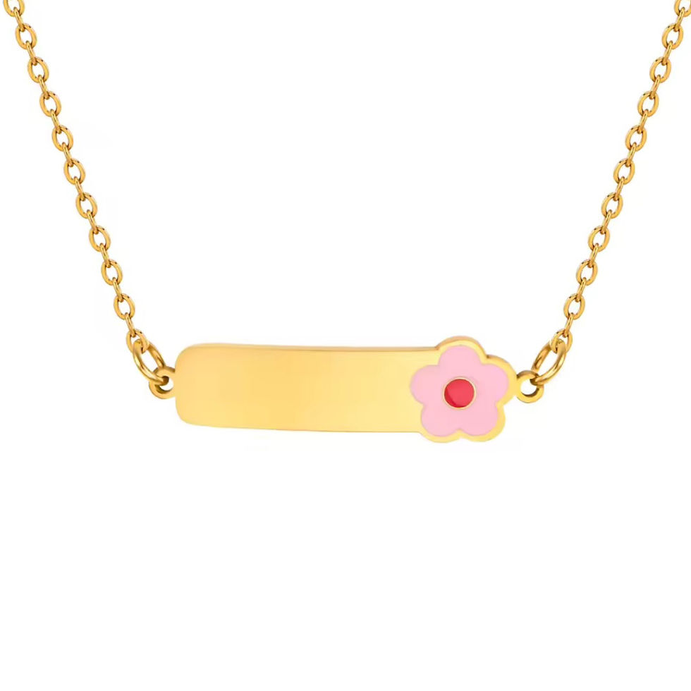 Miniature : Collier enfant fille personnalisé fleur rose – Prénom à graver