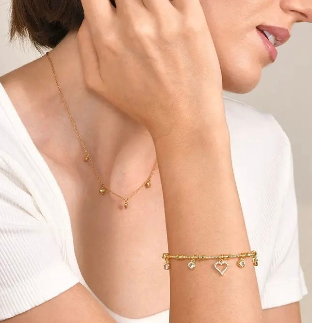 Miniature : Bracelet femme coeur petite pierres en acier tendance