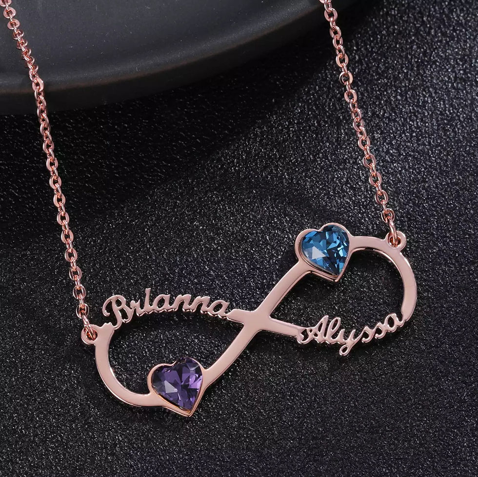 Miniature : Collier prénom infini avec pierre deux noms couleur Mahaba 15