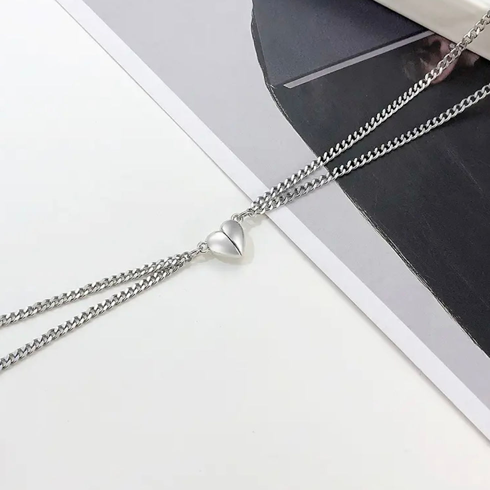 Miniature : collier couple deux cœur brisé avec aimant amour coller 