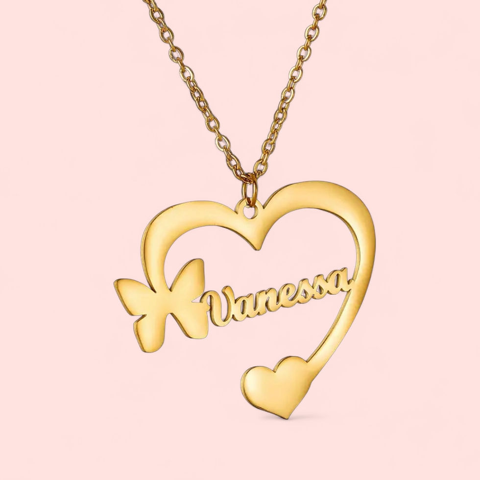 Miniature : Collier avec nom personnalisé cœurs papillon  roho 9